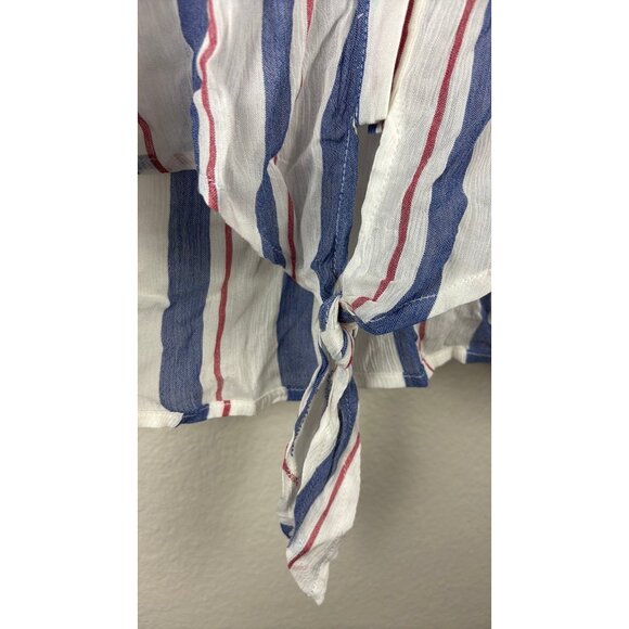 The Good Jane - Small - Relaxed Button-Down Shirt With Stripes & Drawstring - Picture 6 of 6